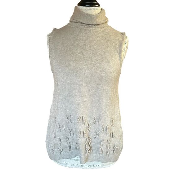 Harper Lane Sleeveless Open Back Turtleneck Sweater Beige Khaki Size X Large - Picture 1 of 11